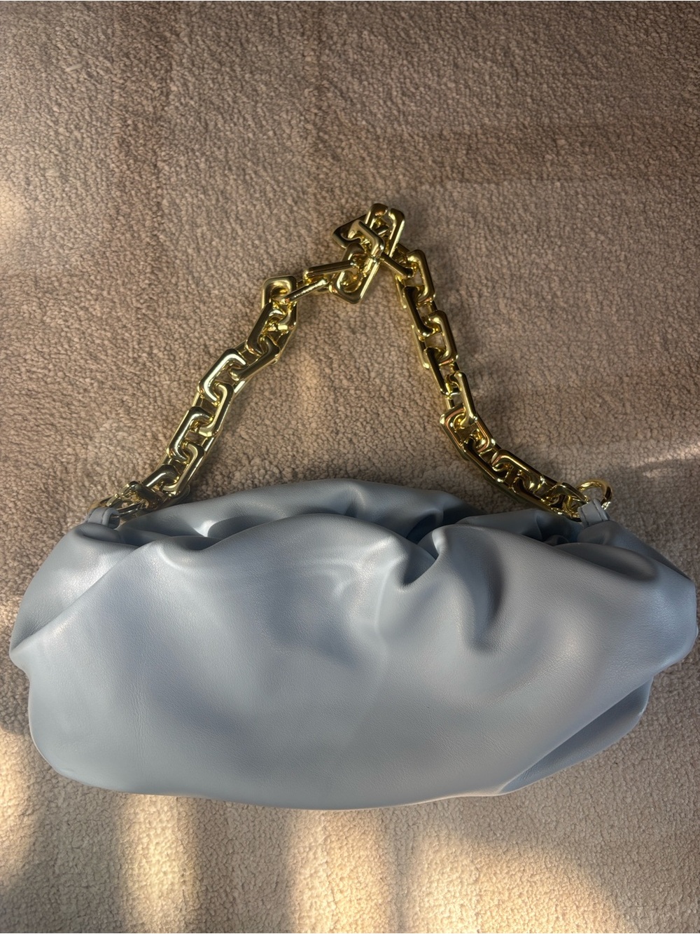 Bottega Veneta Powder Blue Padded Clutch with Gold Chain - Picture 6 of 6